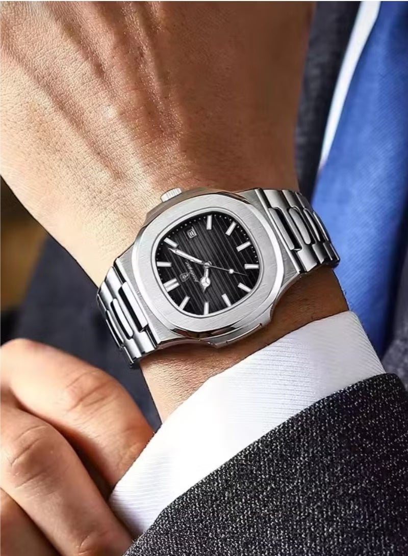 پوداجار هدايا الرجال رجل ساعة الماء مضيئة الرجال ساعة الكوارتز-41mm - Image 2
